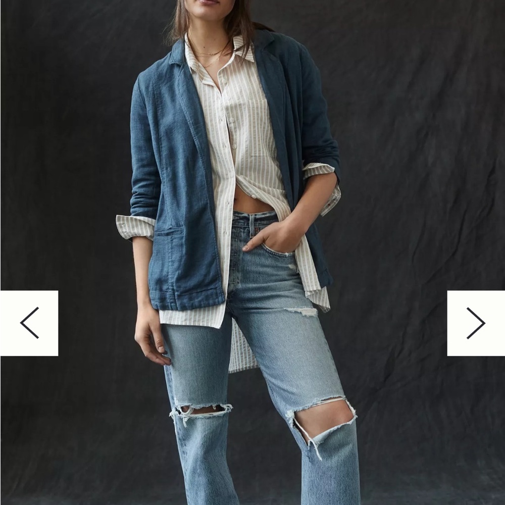 Anthropology Vintage Wash Blue Blazer